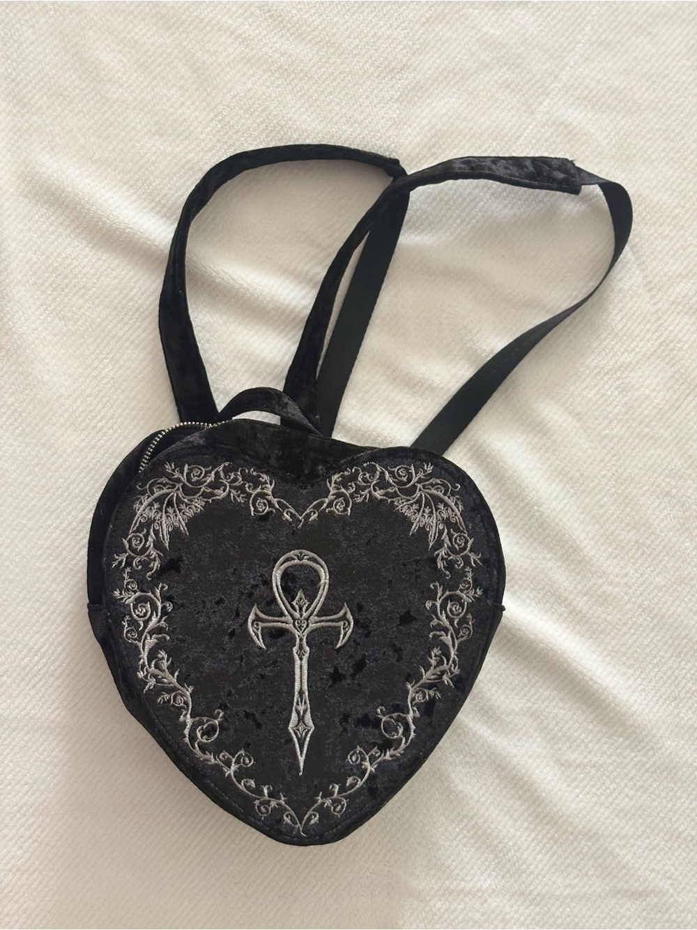 Widow Black Embossed Leather Zip Pouch